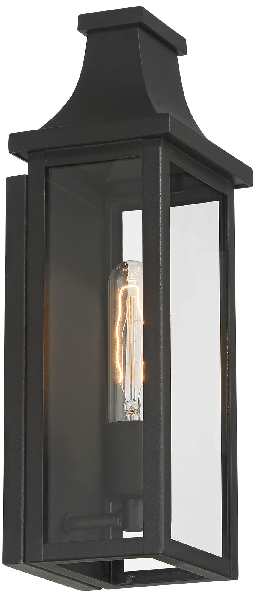 Image 7 Andres 15" High Textured Black Pocket Lantern Outdoor Wall Light more views