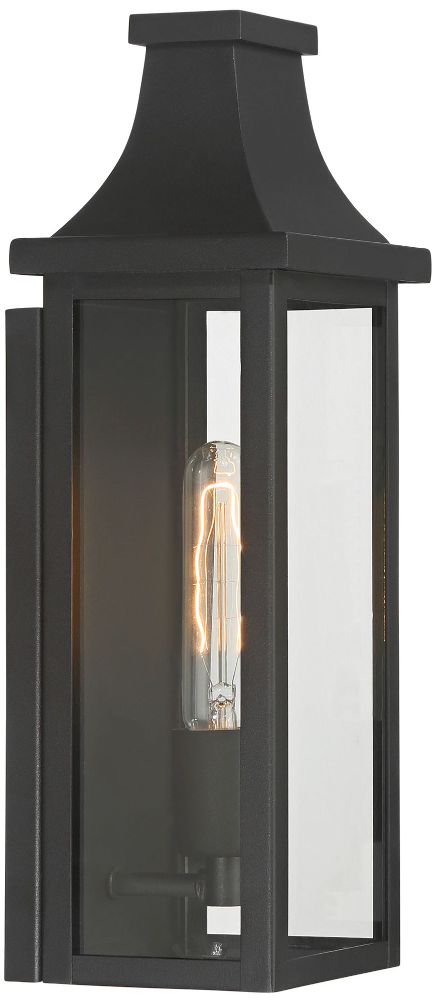 Andres 15" High Textured Black Pocket Lantern Outdoor Wall Light