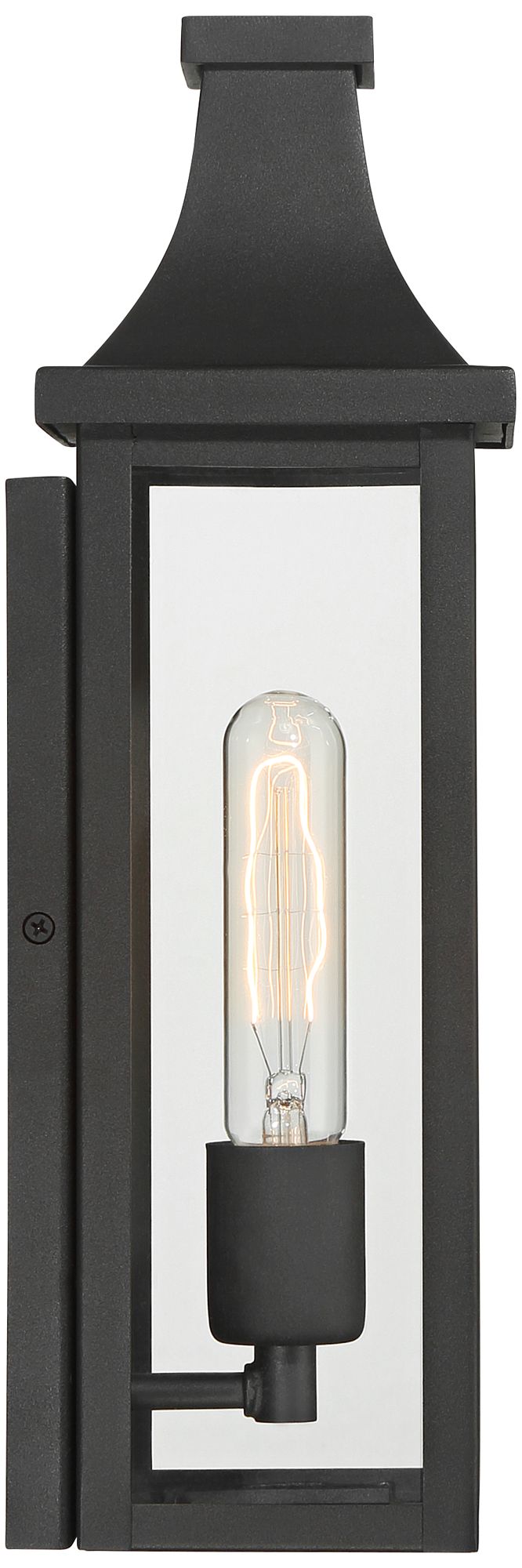 Andres 15" High Textured Black Pocket Lantern Outdoor Wall Light