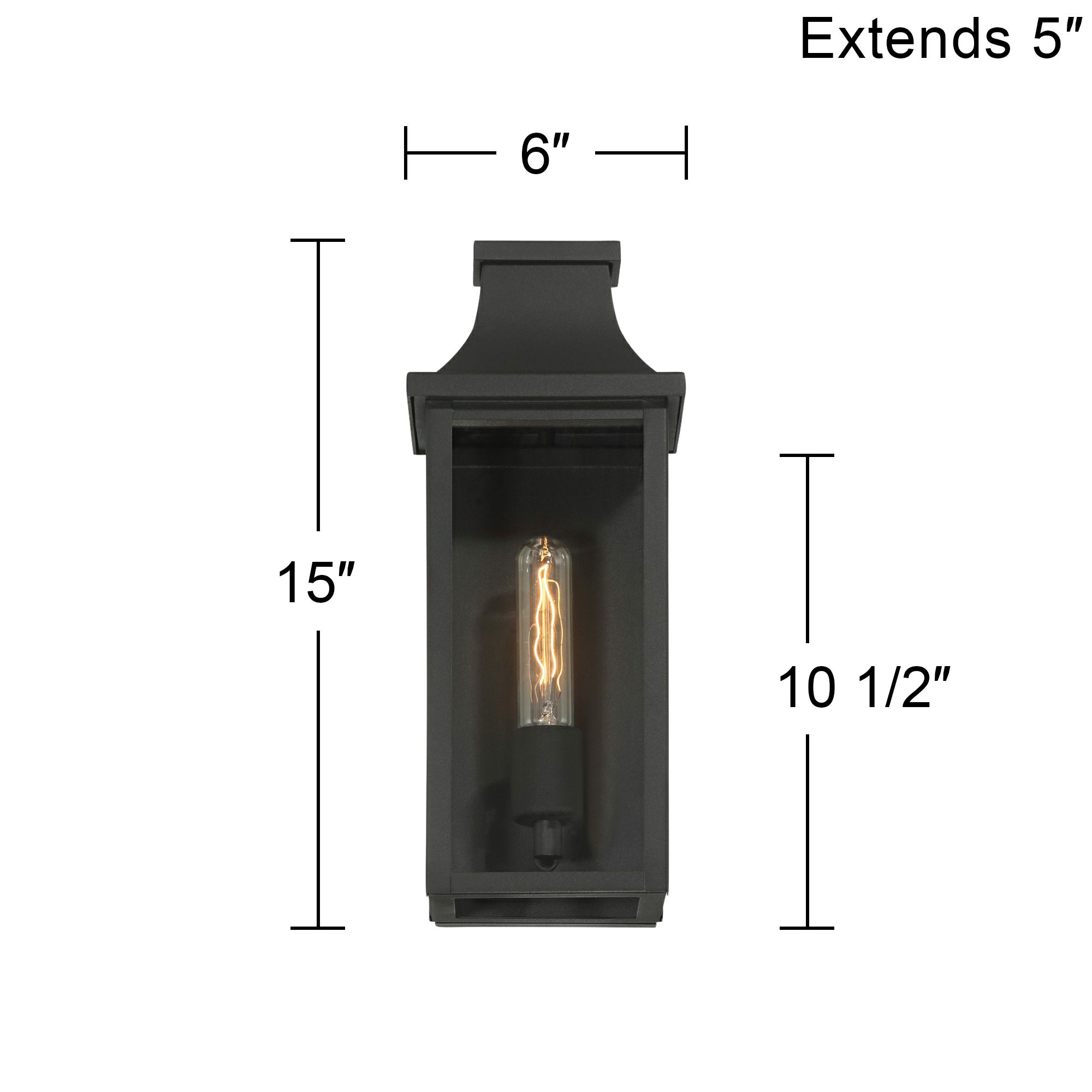 Andres 15" High Textured Black Pocket Lantern Outdoor Wall Light