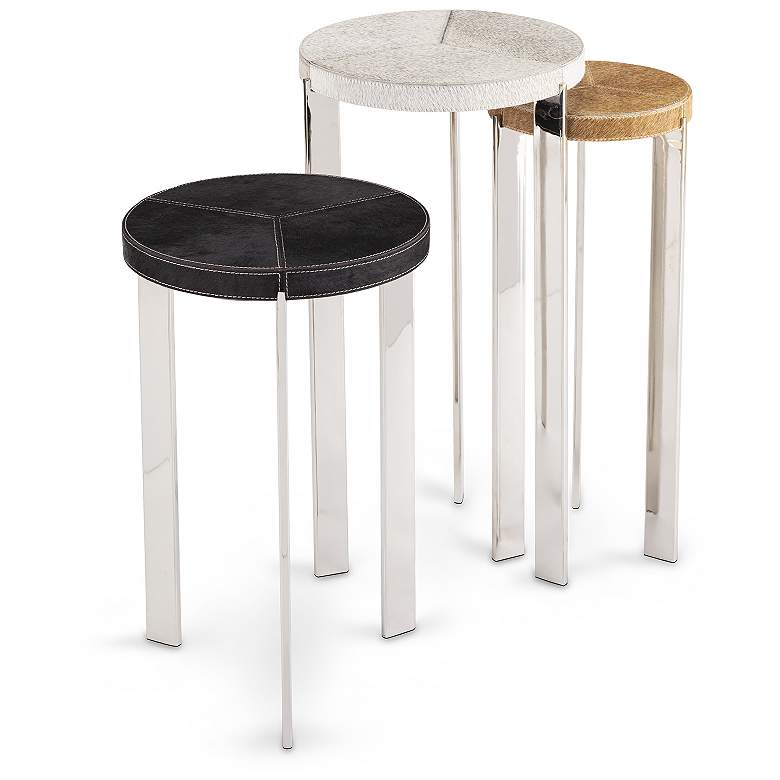 Image 1 Andres Hair on Hide Mixer Table Set (Polished Nickel)