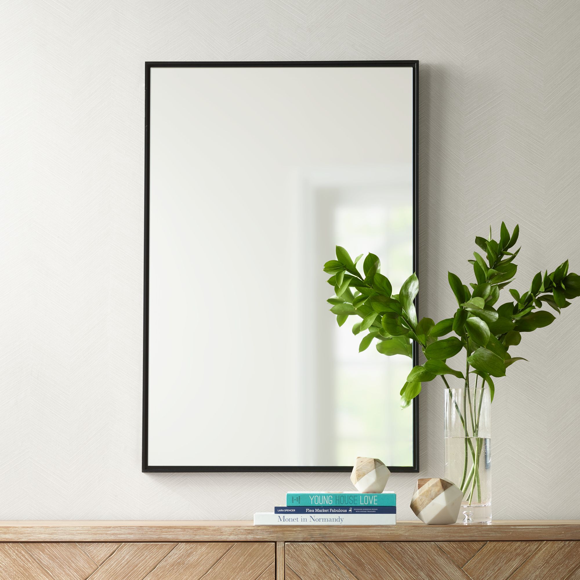 Andrew Black 24" x 36" Rectangular Wall Mirrors Set of 2 in scene