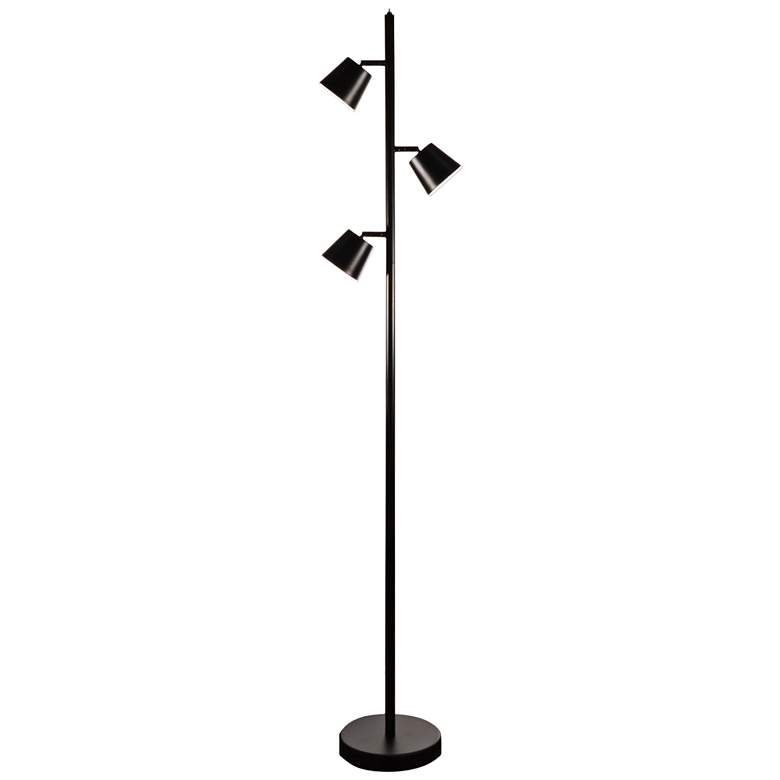 Image 2 Andrews 61 1/2 inch Modern Matte Black Metal 3-Light LED Tree Floor Lamp