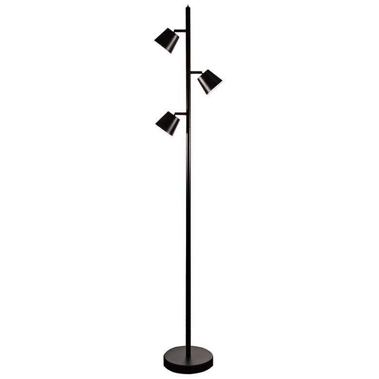 Image 2 Andrews 61 1/2 inch Modern Matte Black Metal 3-Light LED Tree Floor Lamp