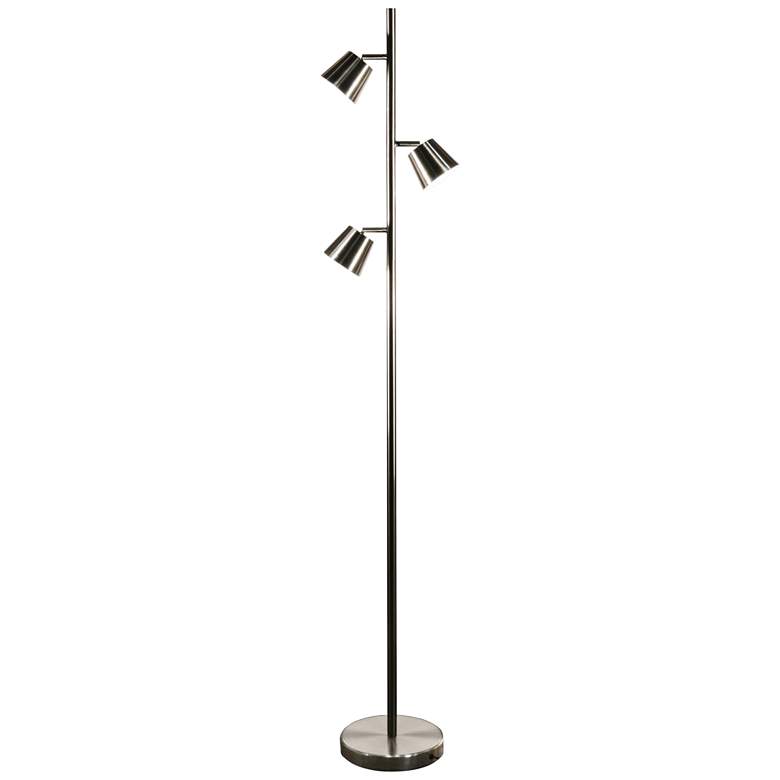 Image 1 Andrews 61 1/2 inch Satin Chrome Metal 3-Light LED Tree Floor Lamp