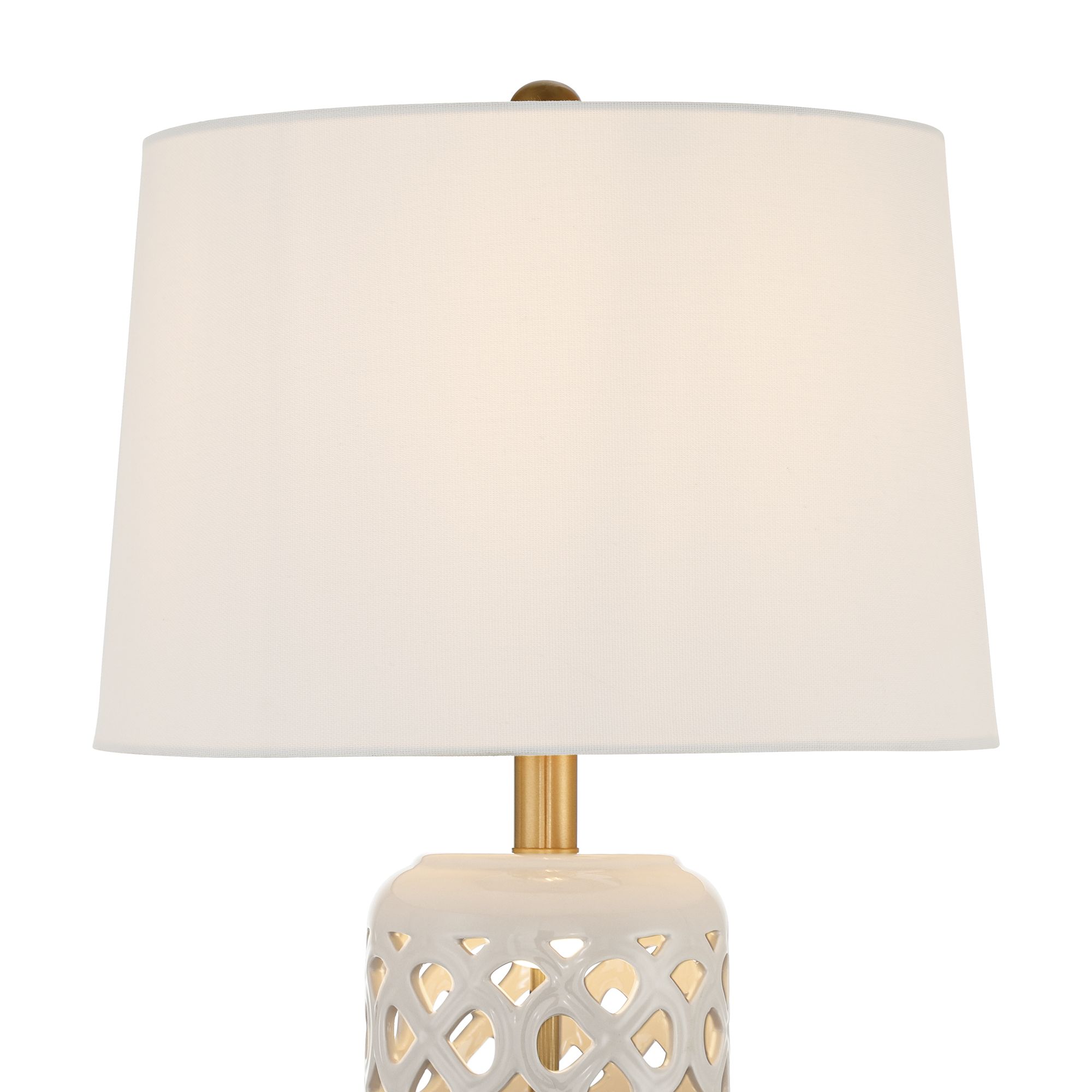 Image 3 Andria 27" High Ivory Ceramic Honeycomb Design USB Table Lamp Set of 2 more views