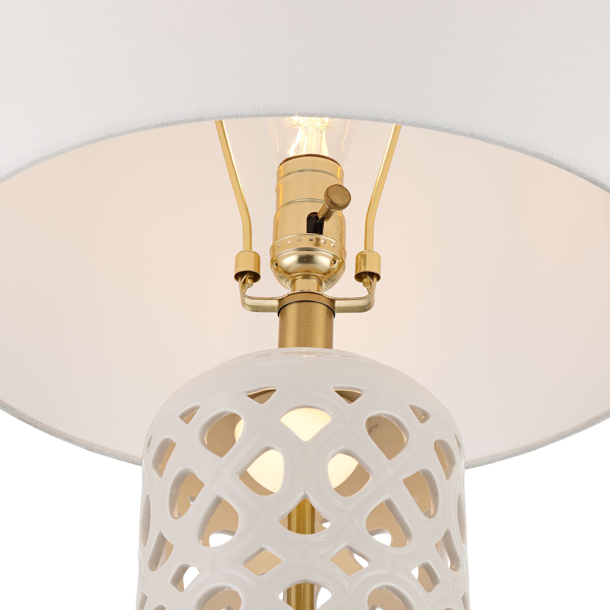 Image 5 Andria 27" High Ivory Ceramic Honeycomb Design USB Table Lamp Set of 2 more views