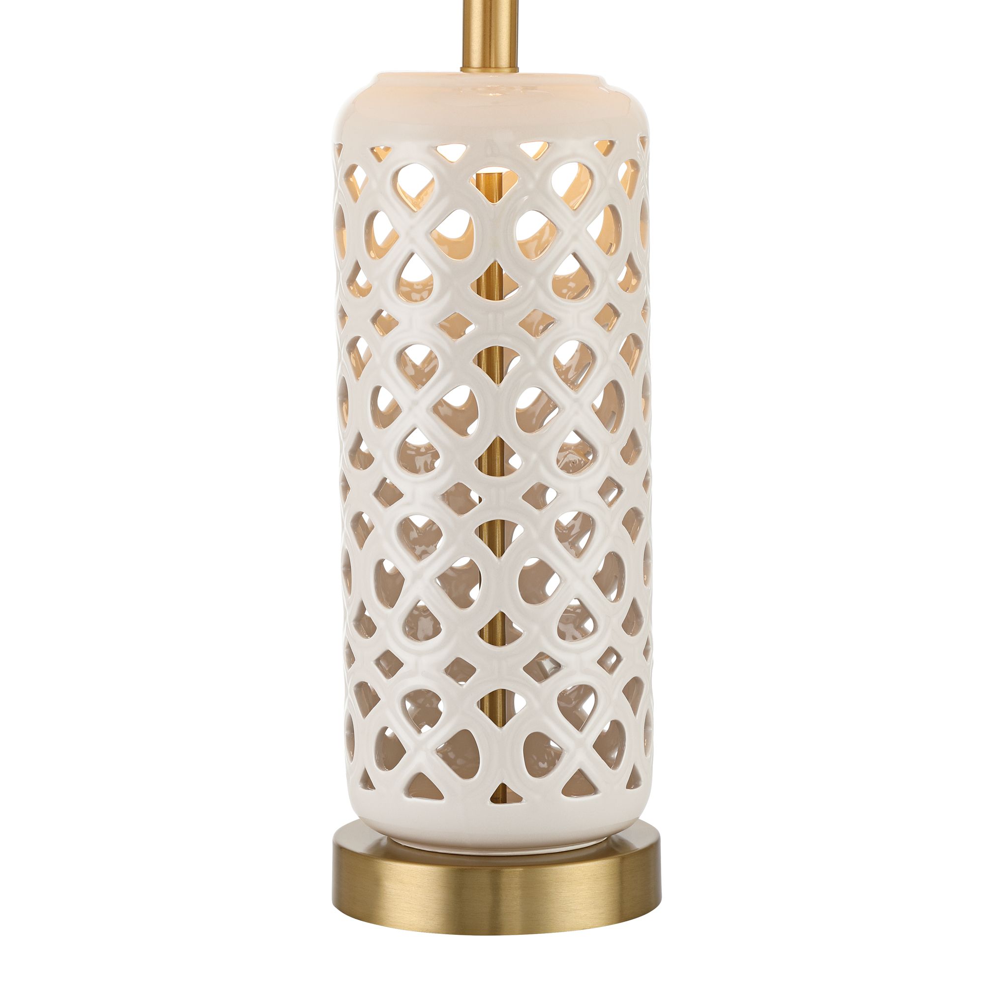 Andria 27" High Ivory Ceramic Honeycomb Design USB Table Lamp Set of 2