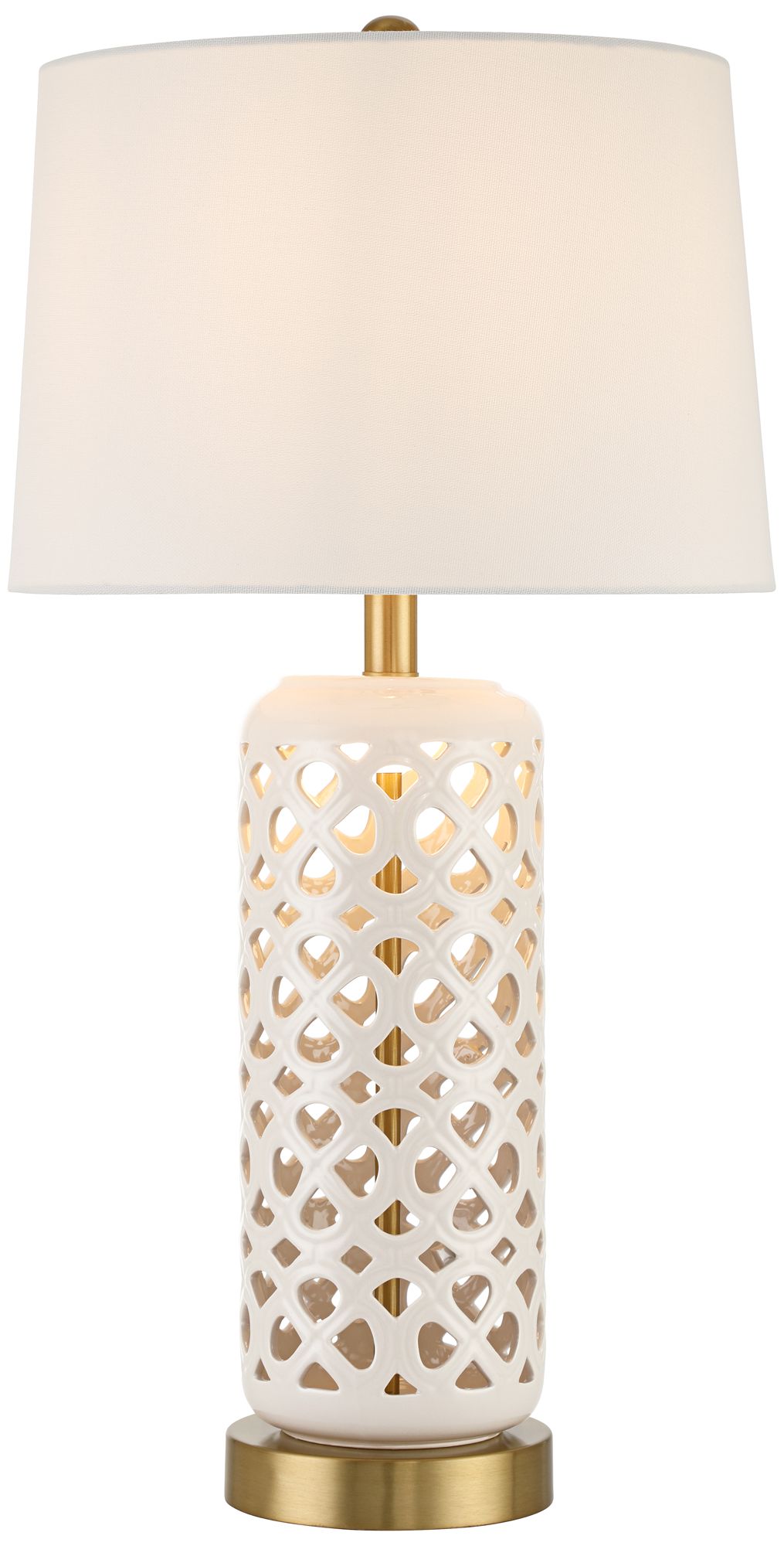Andria 27" High Ivory Ceramic Honeycomb Design USB Table Lamp Set of 2