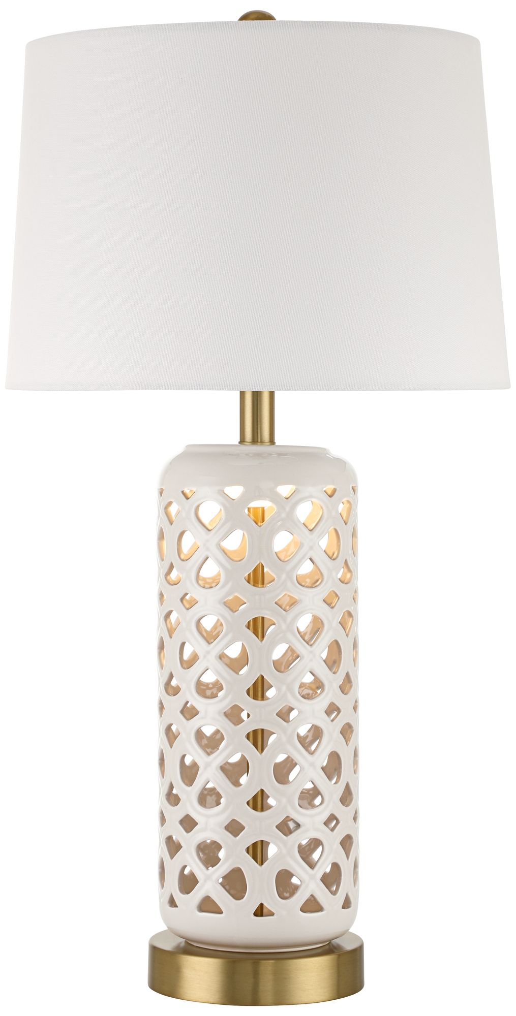 Andria 27" High Ivory Ceramic Honeycomb Design USB Table Lamp Set of 2