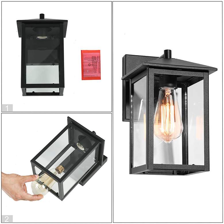 Image 5 Andromacanican 11" High Textured Black Outdoor Wall Light more views