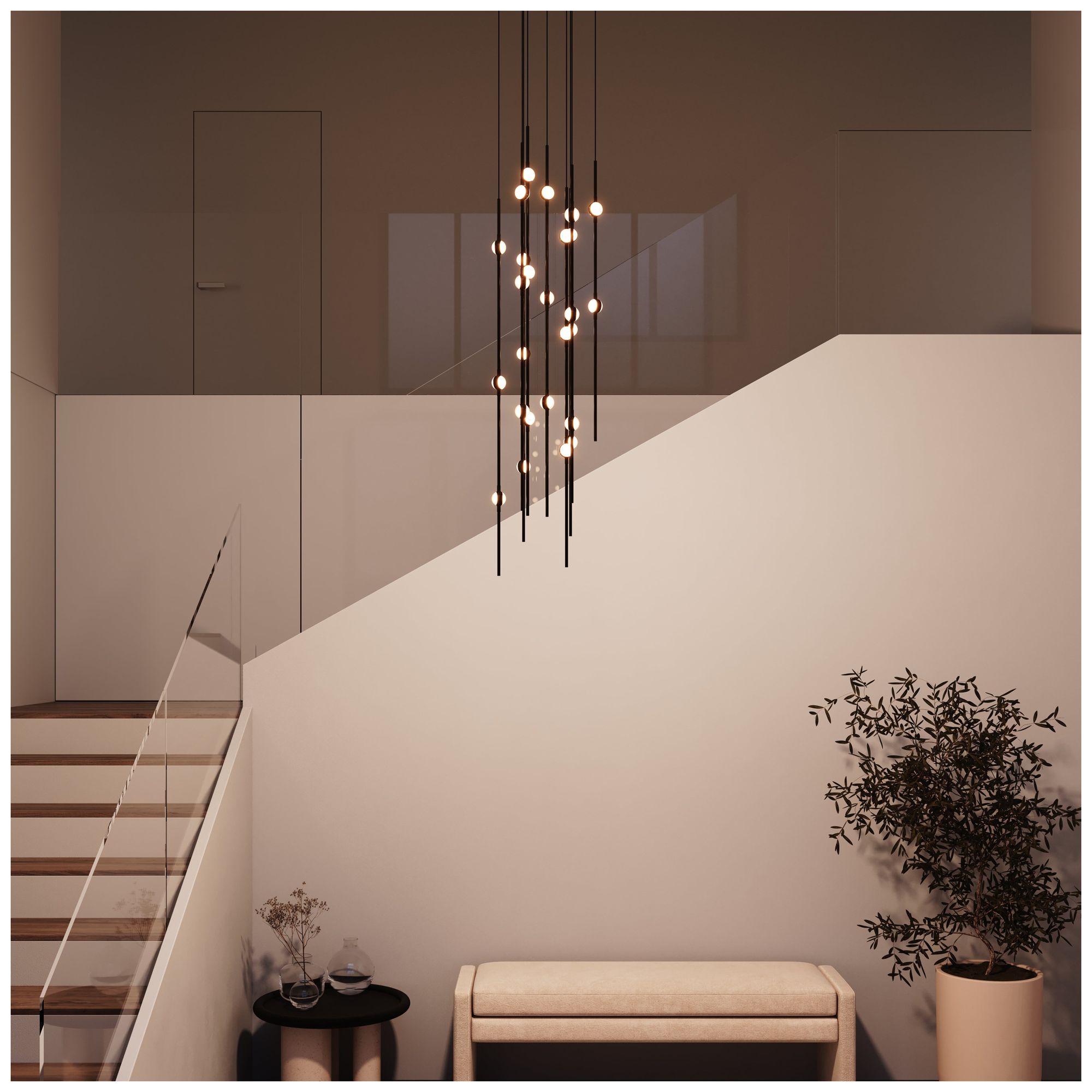 Image 5 Andromeda 12"W 26.L Espresso Black Short LED Chandelier-White 2200/120"C more views