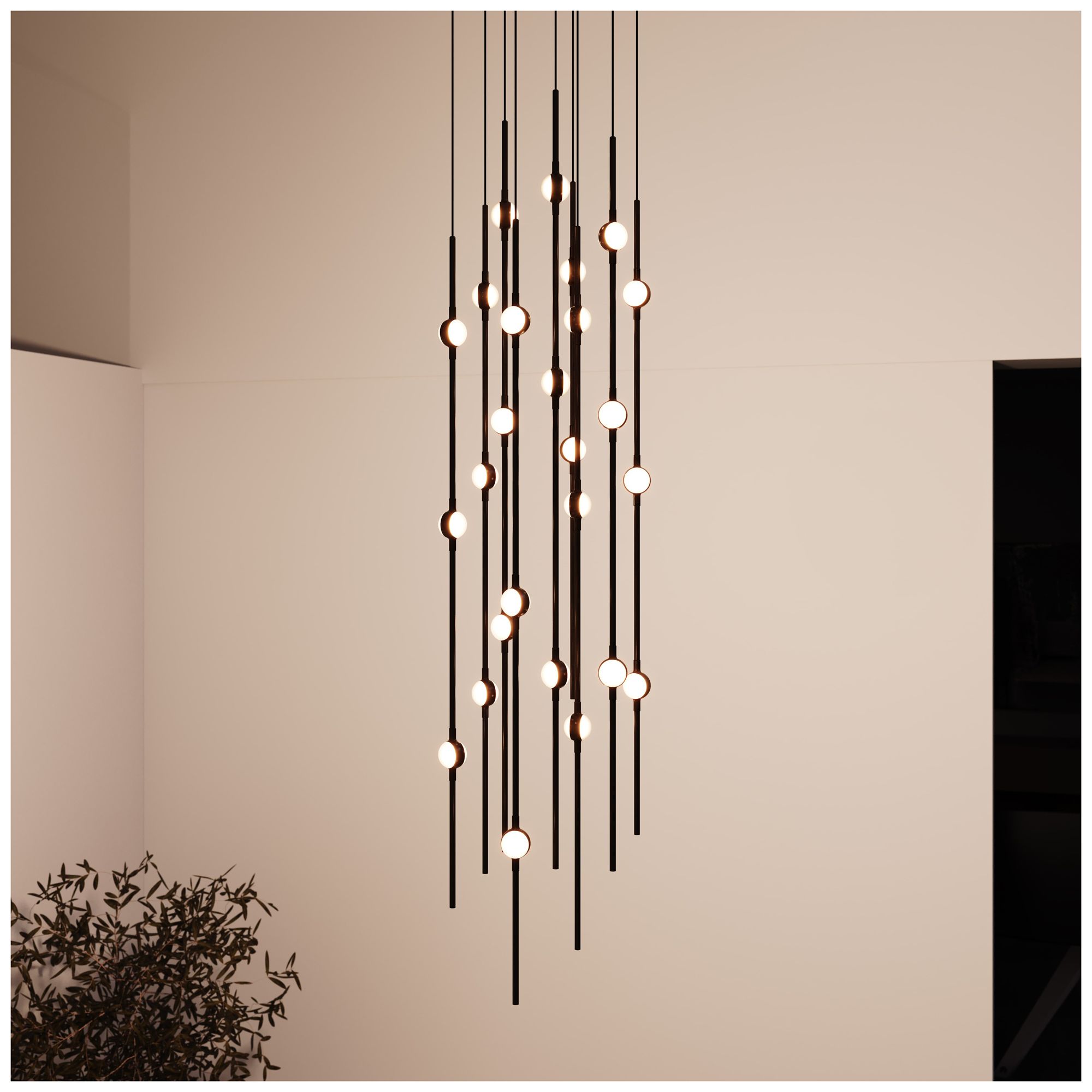 Andromeda 12"W 26.L Espresso Black Short LED Chandelier-White 2200/120"C
