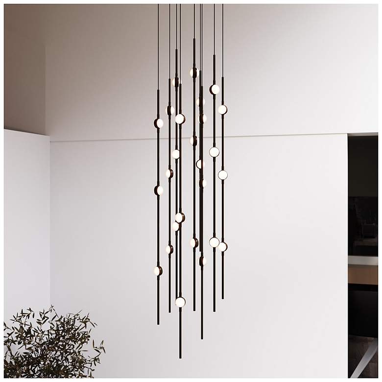 Image 1 Andromeda 12"W 26.L Espresso Black Short LED Chandelier-White 3000/120"C