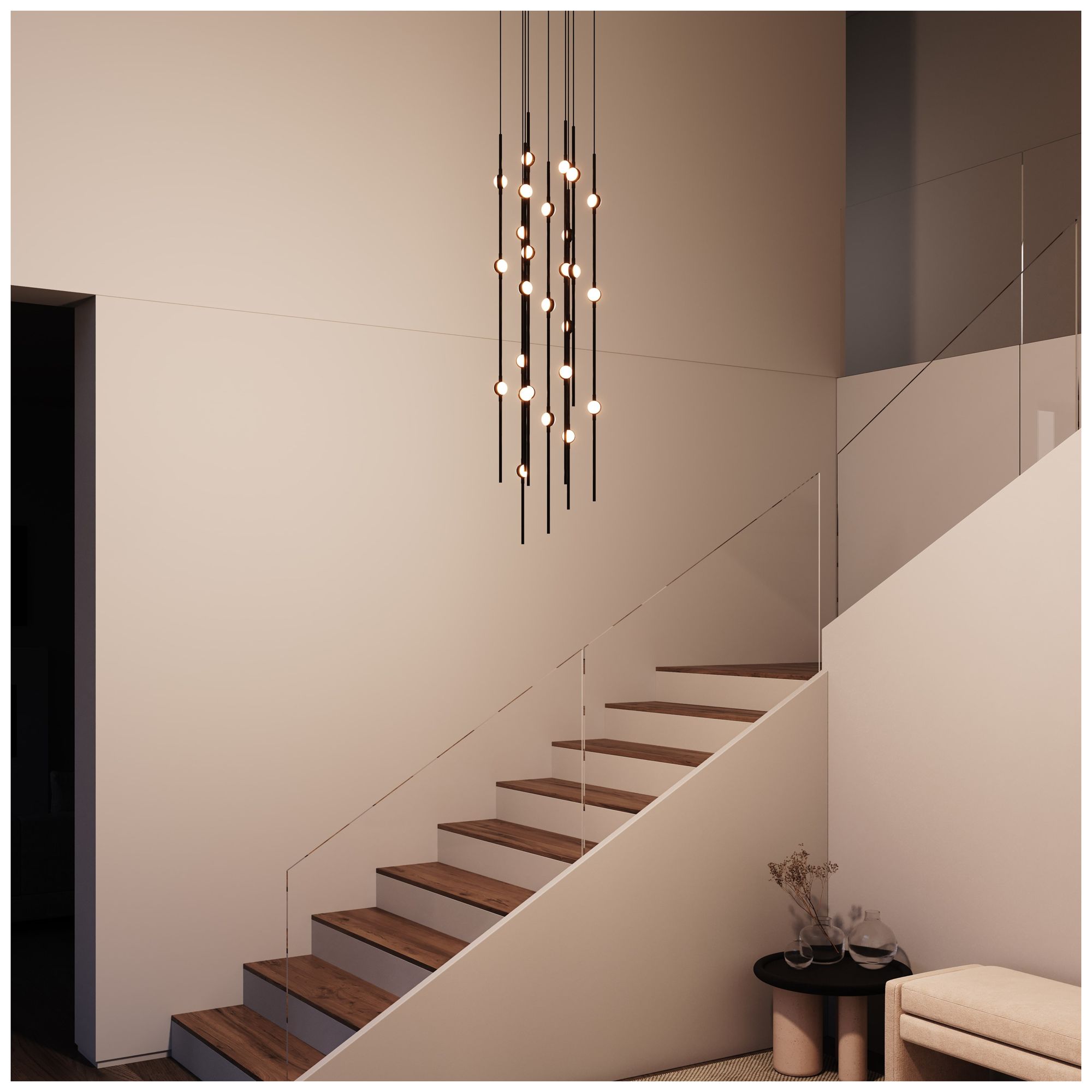 Image 3 Andromeda 12"W 26.L Espresso Black Short LED Chandelier-White 3000/120"C more views