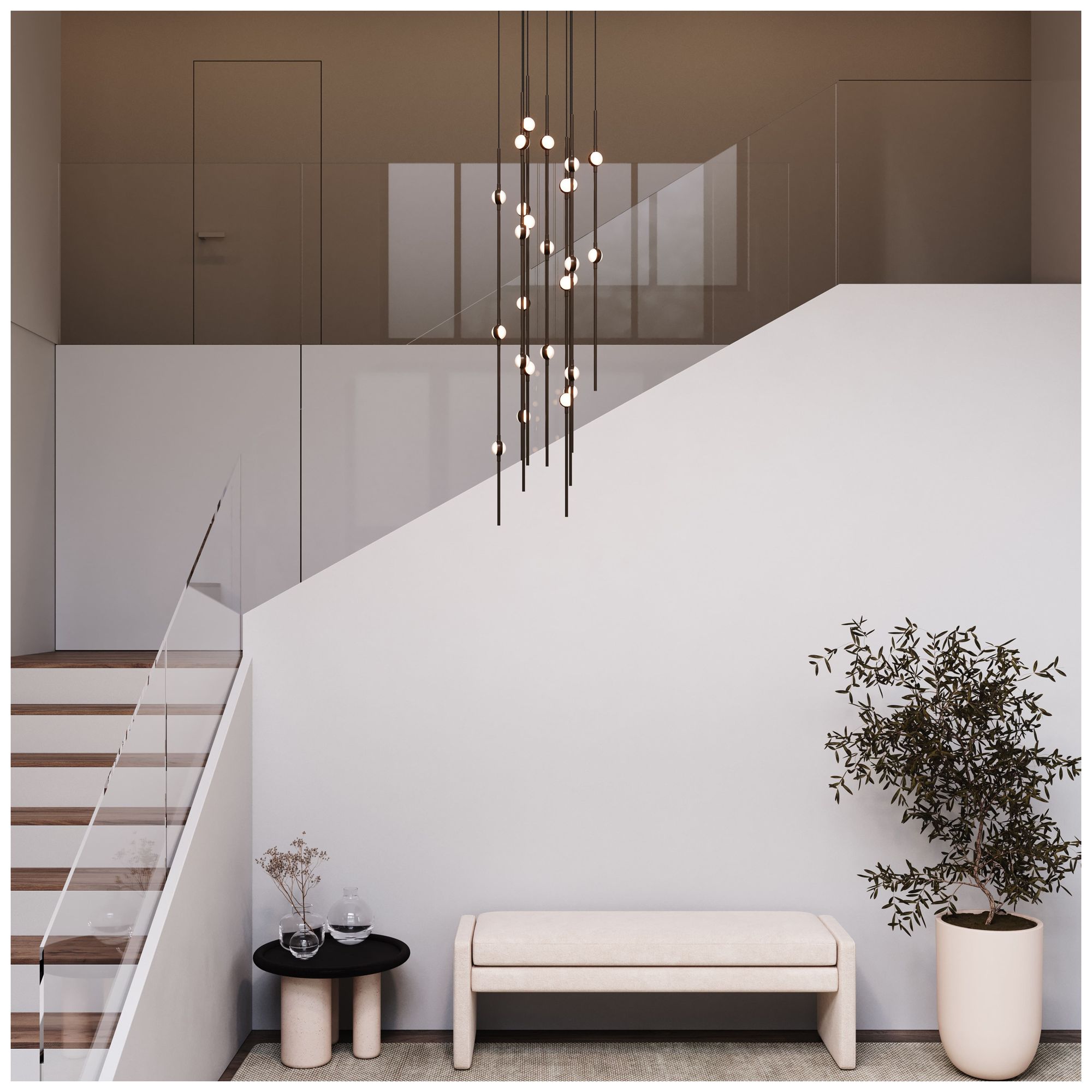 Image 6 Andromeda 12"W 26.L Espresso Black Short LED Chandelier-White 3000/120"C more views