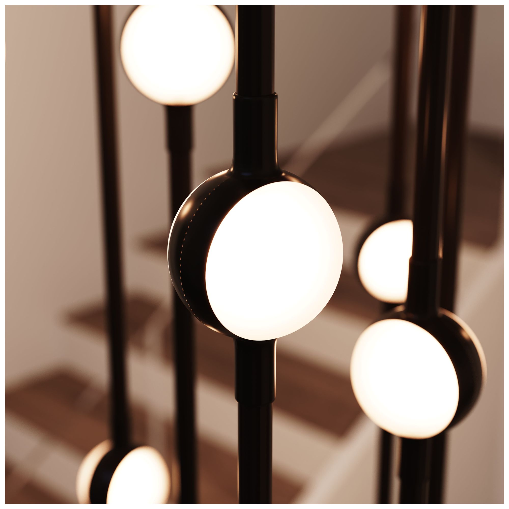 Andromeda 12"W 26.L Espresso Black Short LED Chandelier-White 3000/120"C