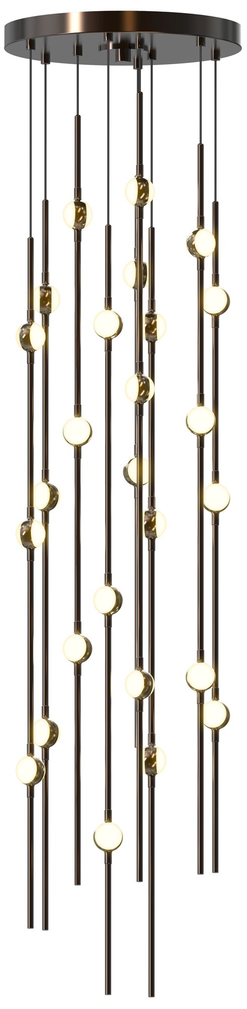 Image 2 Andromeda 12"W 26.L Espresso Black Short LED Chandelier-White 3000/240"C