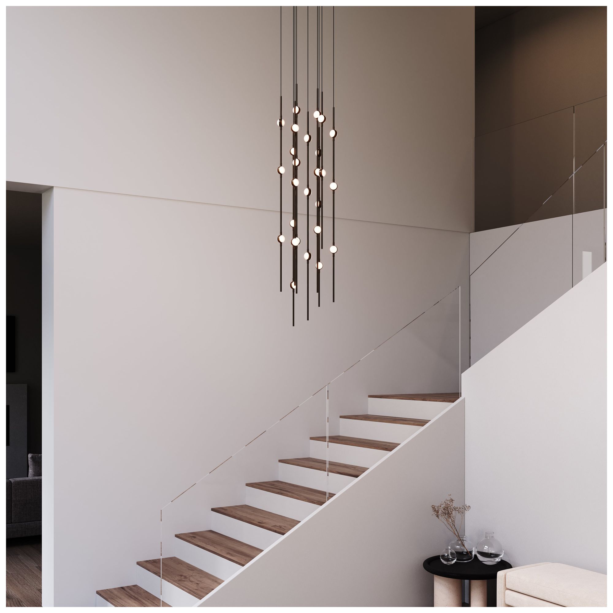 Image 4 Andromeda 12"W 26.L Espresso Black Short LED Chandelier-White 3000/240"C more views
