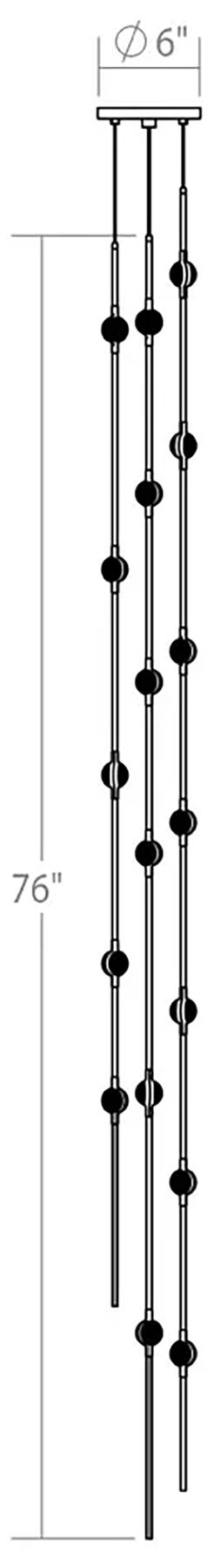 Image 2 Andromeda 6"W 18.L Espresso Black Tall LED Chandelier-White 2200/240" Cable more views