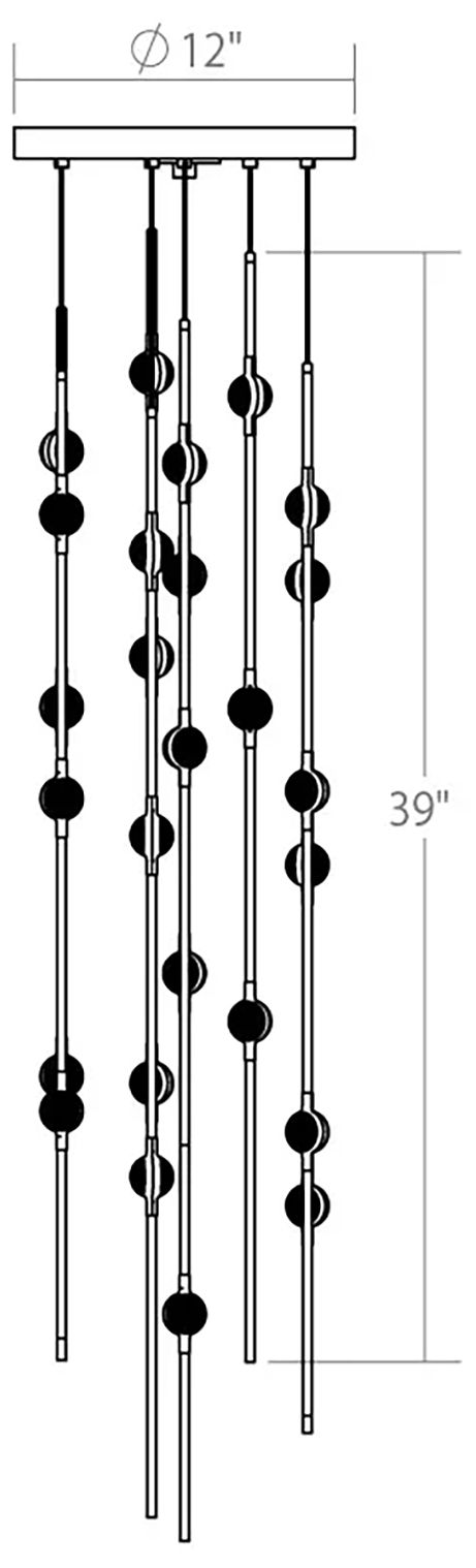 Image 2 Andromeda 6"W 8.L Espresso Black Short LED Chandelier-Clear 3000/240" Cable more views