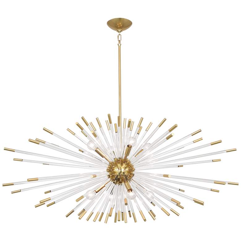 Image 1 Andromeda Chandelier Modern Brass Clear Acrylic Rods 45"