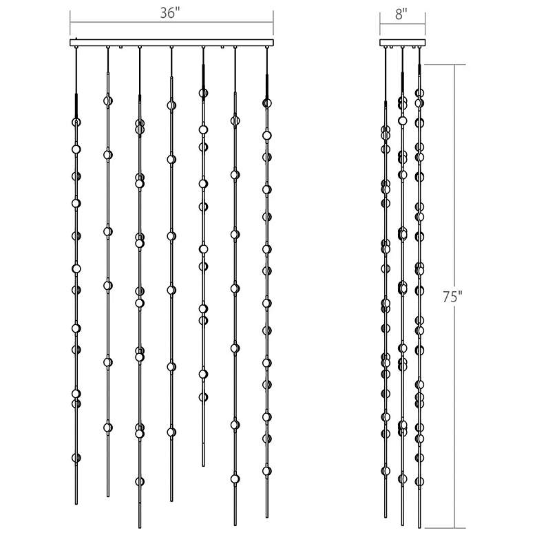 Image 2 Andromeda LED Rectangle Chandelier Satin Nickel White Optical 3000/240" more views
