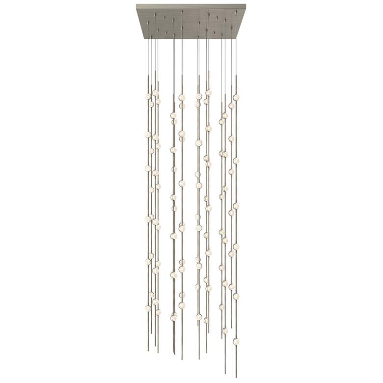 Image 1 Andromeda LED Square Chandelier Satin Nickel Clear Faceted Lens 3000/240"