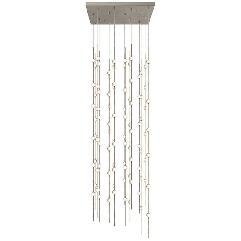 Image 1 Andromeda LED Square Chandelier Satin Nickel White Optical Lens 3000/240"