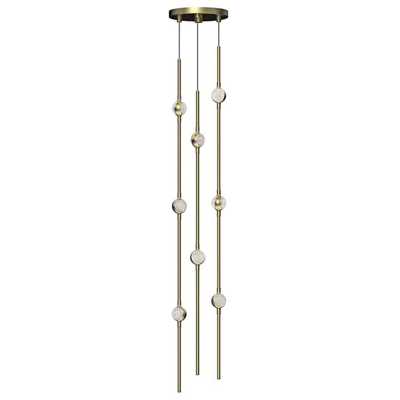 Image 1 Andromeda Short 6" Round LED Pendant - Satin Brass - Clear Acrylic Len