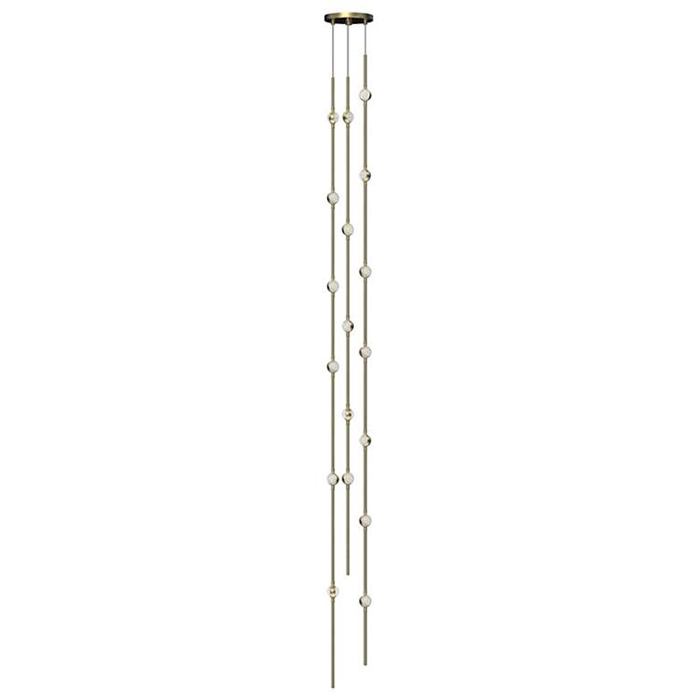 Image 1 Andromeda Tall 6" Round LED Pendant - Satin Brass - Clear Acrylic Lens