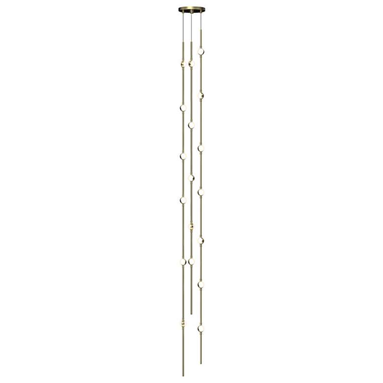 Image 1 Andromeda Tall 6" Round LED Pendant - Satin Brass - White Acrylic Lens