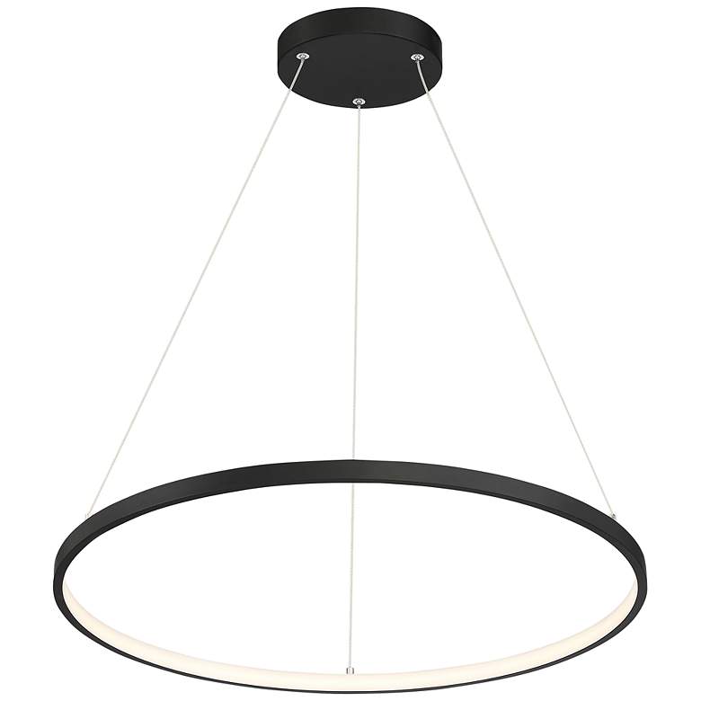 Image 3 Anello 23 1/2" Wide Matte Black LED Ring Pendant Light more views