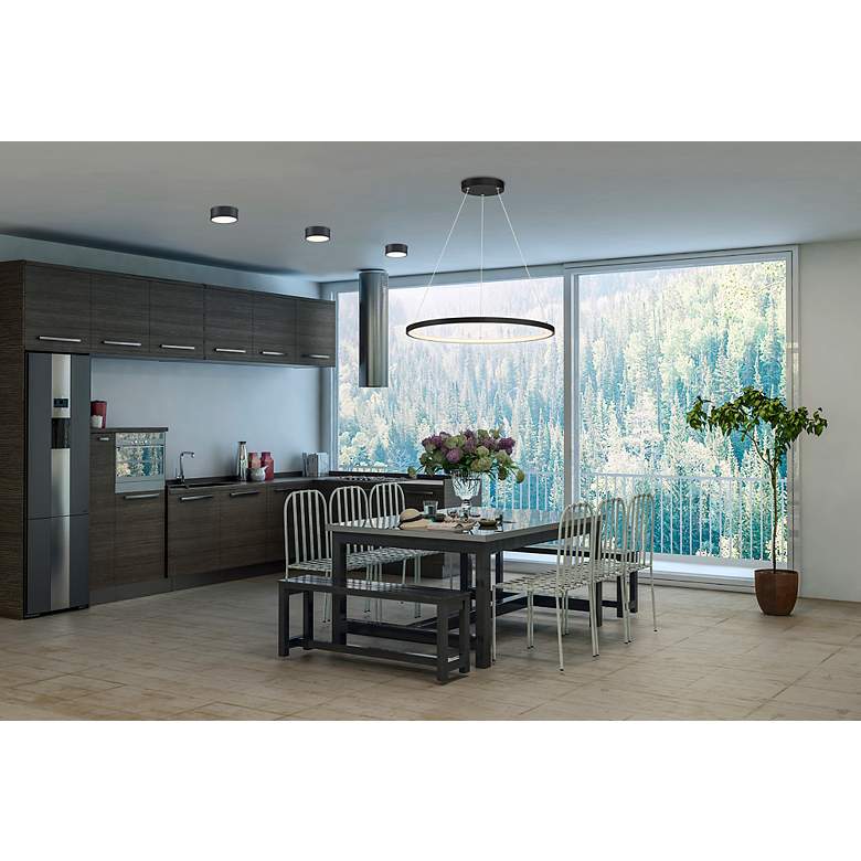 Image 6 Anello 23 1/2" Wide Matte Black LED Ring Pendant Light more views