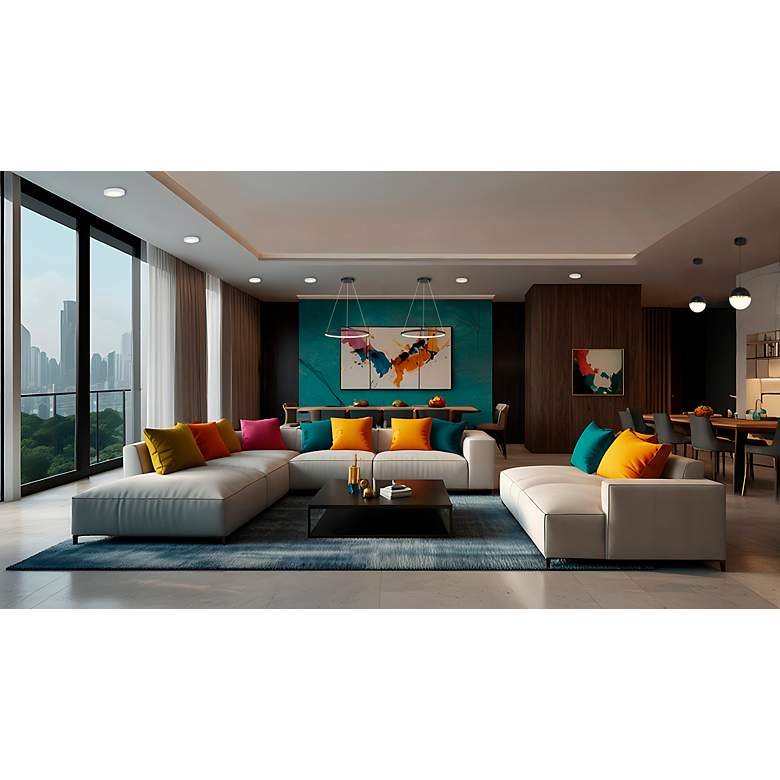 Image 7 Anello 23 1/2" Wide Matte Black LED Ring Pendant Light more views