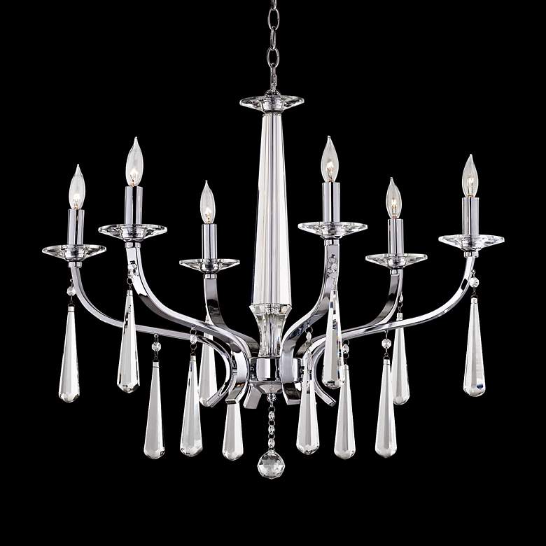 Image 1 Anello 28 3/4 inch Wide Chrome 6-Light Crystal Chandelier