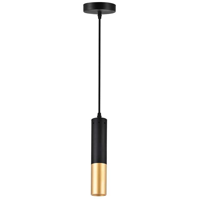 Image 1 Anem 1 Light Down Mini Pendant With Matte Black & Satin Gold Finish