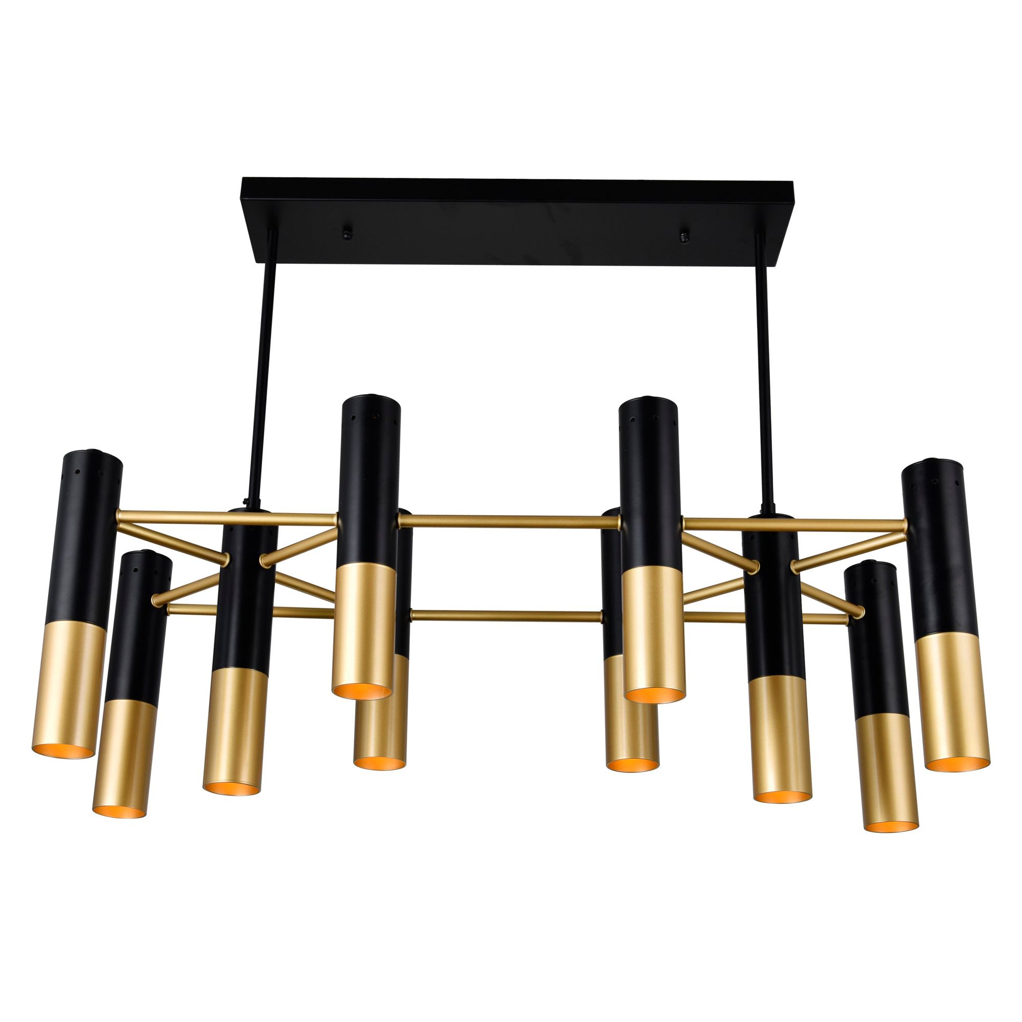 Image 2 Anem 10 Light Down Chandelier With Matte Black & Satin Gold Finish more views