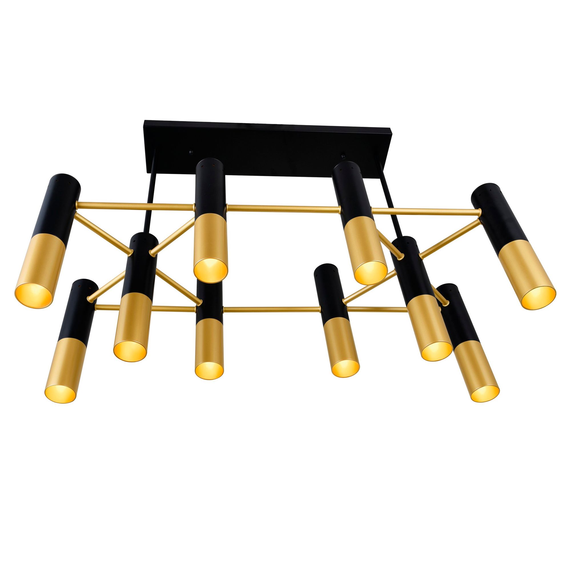 Image 4 Anem 10 Light Down Chandelier With Matte Black & Satin Gold Finish more views