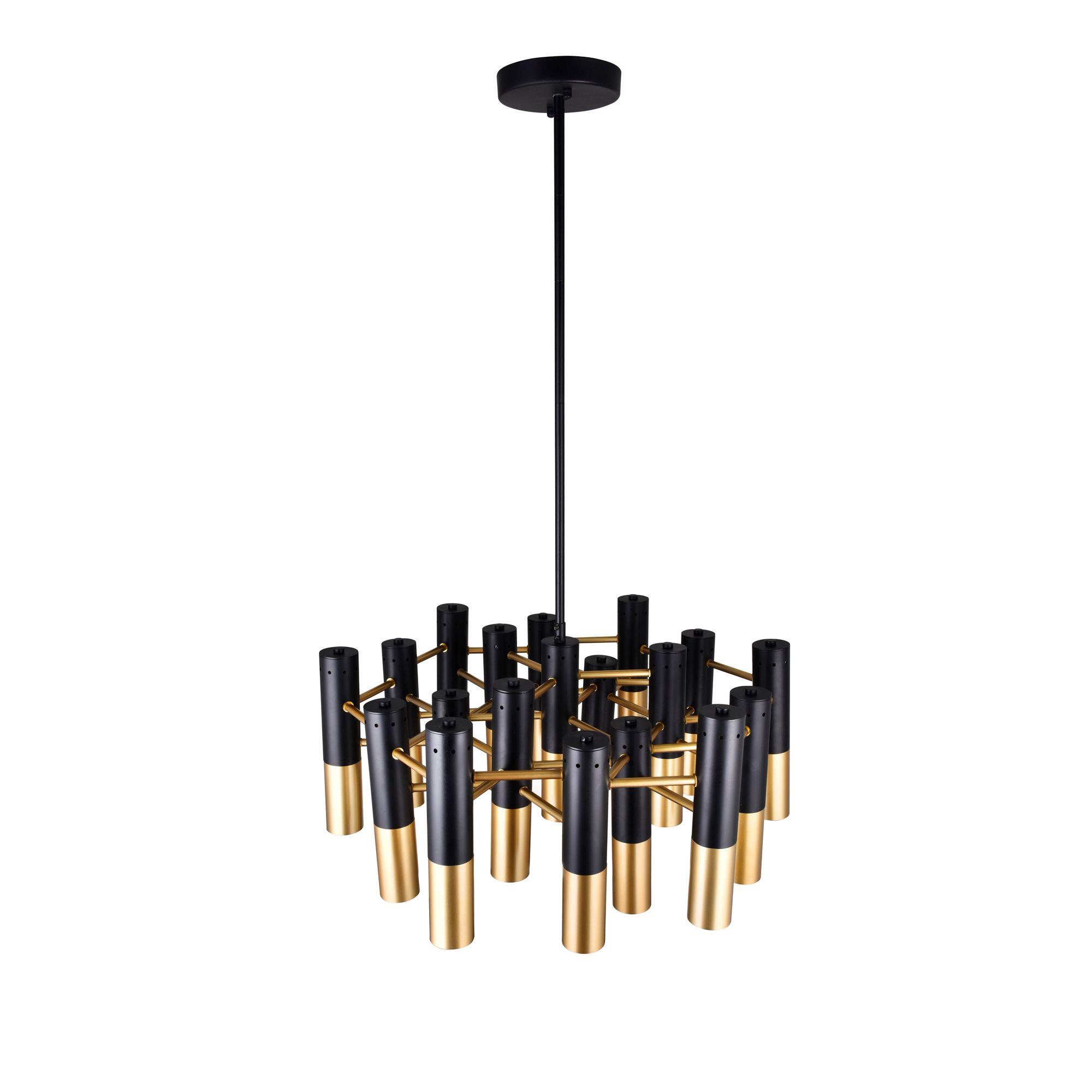 Image 2 Anem 19 Light Matte Black & Satin Gold Finish Down Chandelier more views