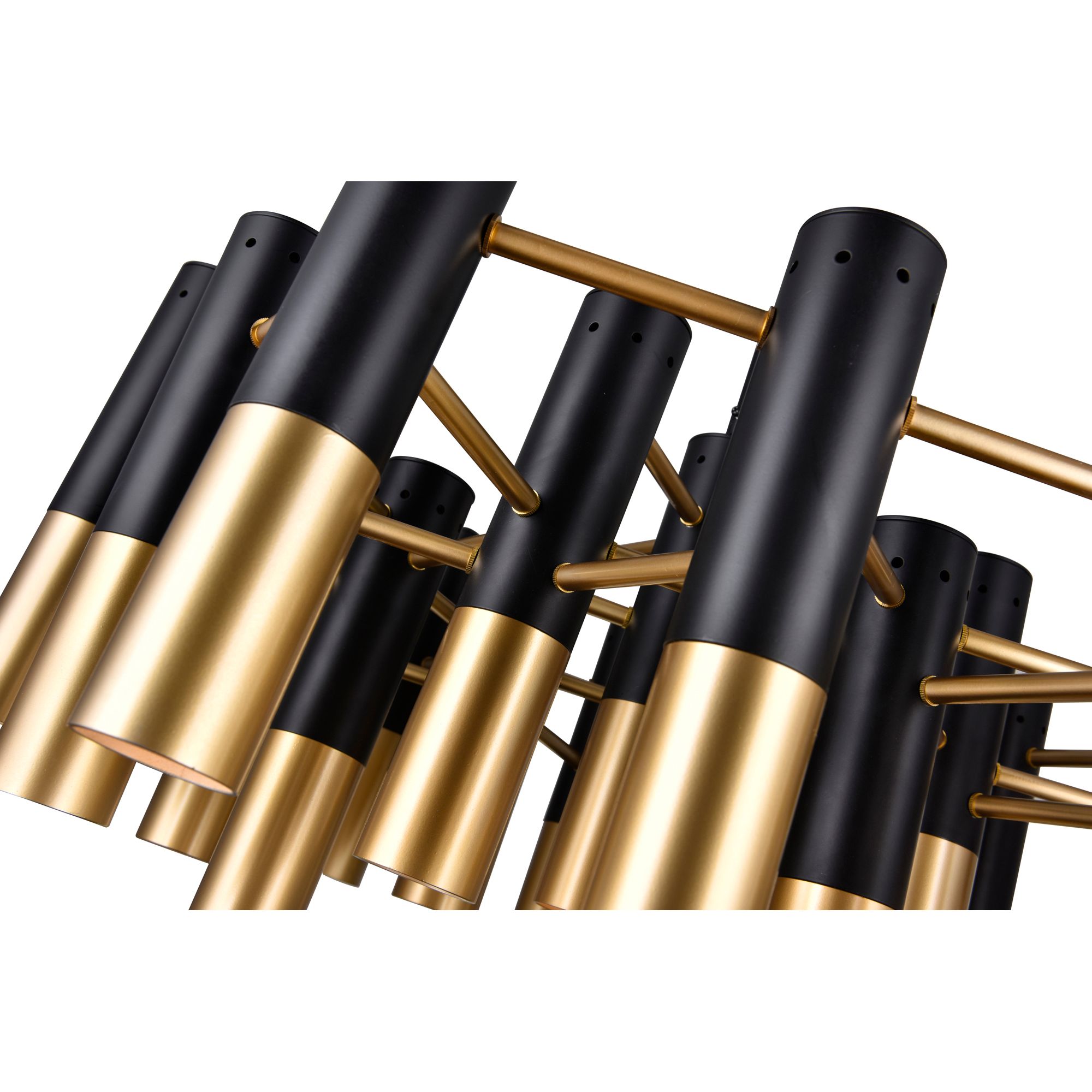 Image 3 Anem 19 Light Matte Black & Satin Gold Finish Down Chandelier more views