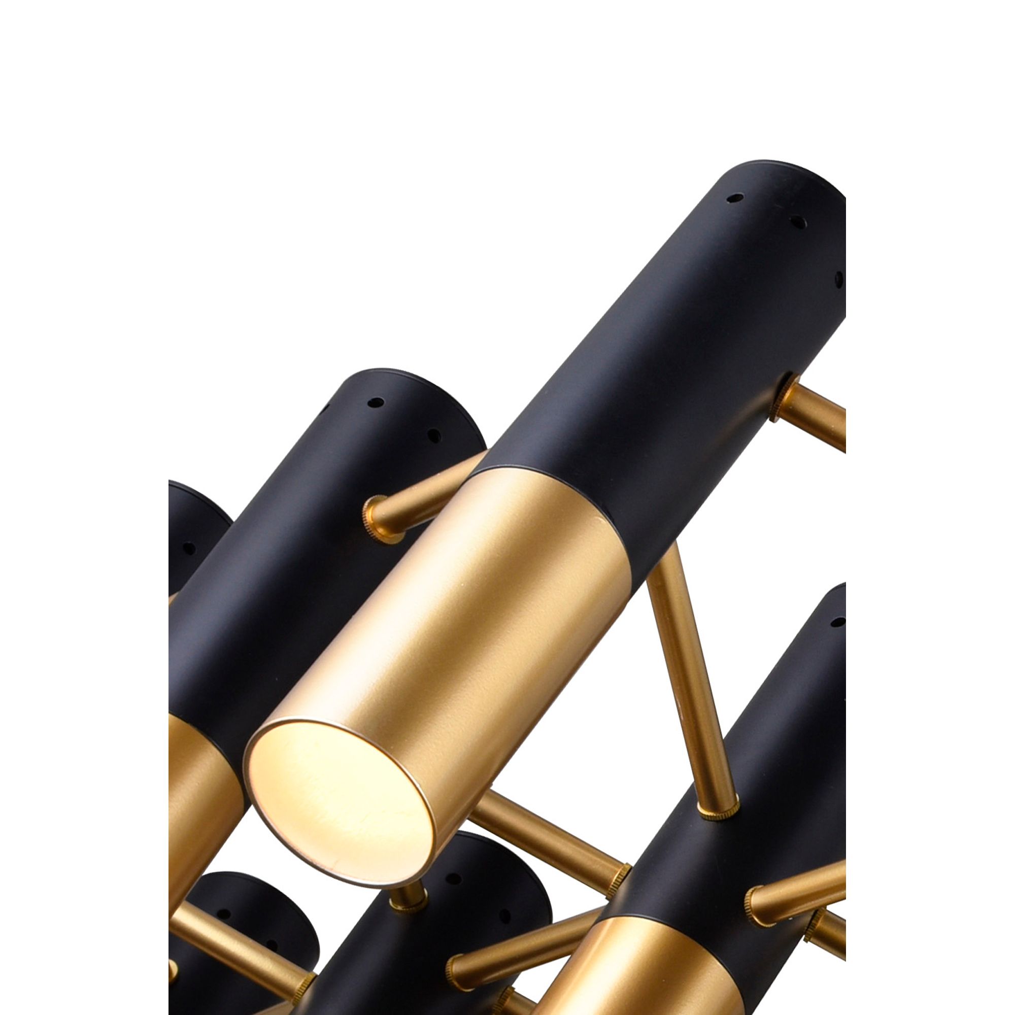 Image 5 Anem 19 Light Matte Black & Satin Gold Finish Down Chandelier more views