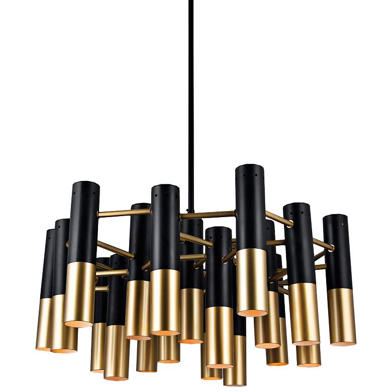 Image 1 Anem 26"W Matte Black and Satin Gold 19-Light Chandelier