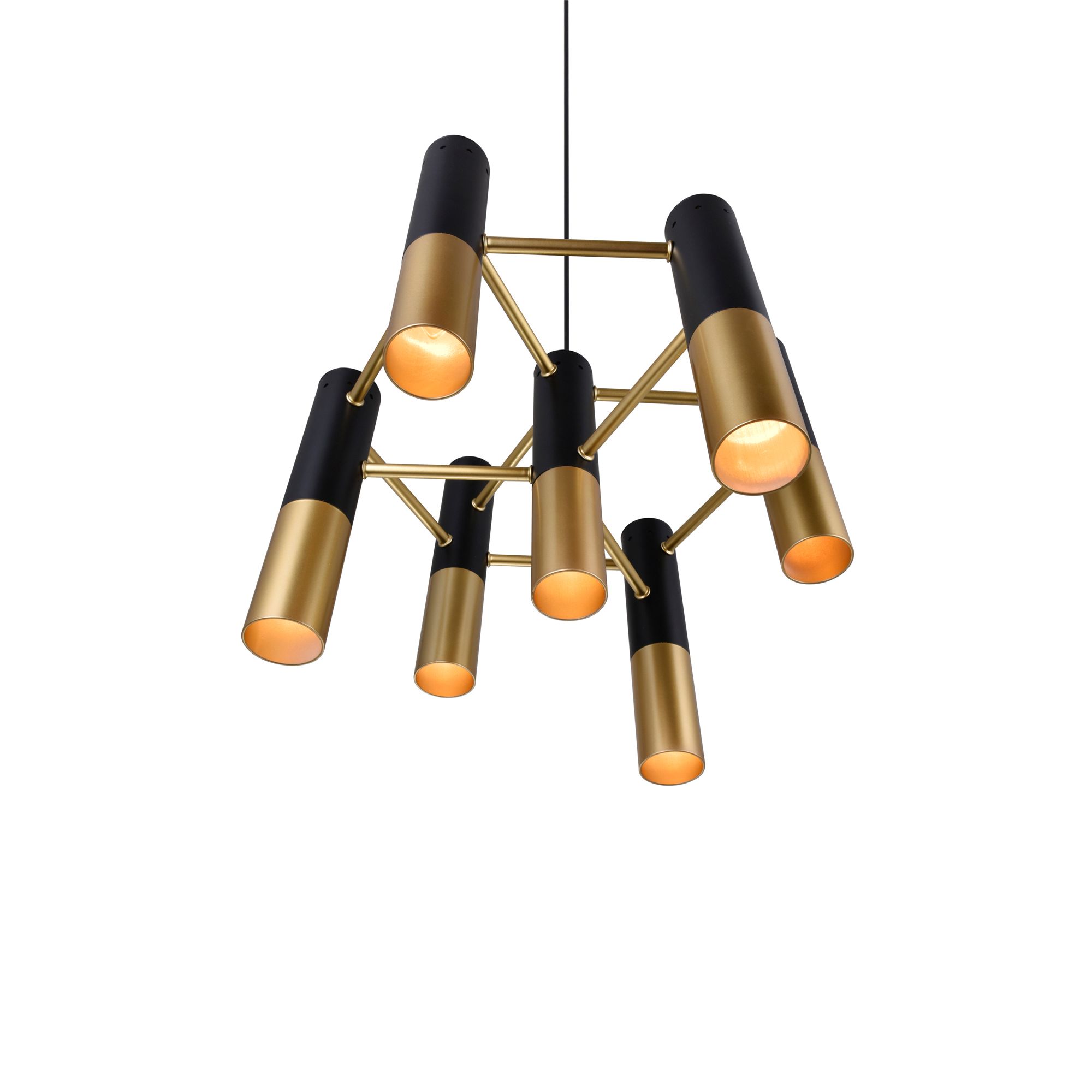 Image 2 Anem 7 Light Down Chandelier With Matte Black & Satin Gold Finish more views
