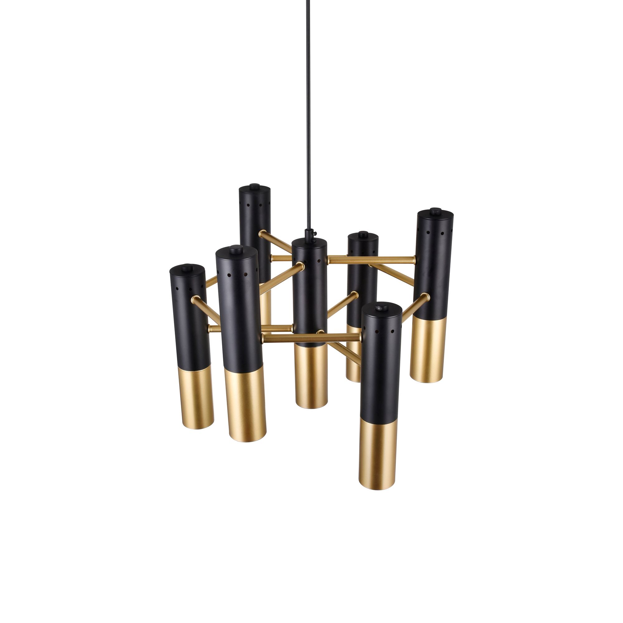 Image 3 Anem 7 Light Down Chandelier With Matte Black & Satin Gold Finish more views