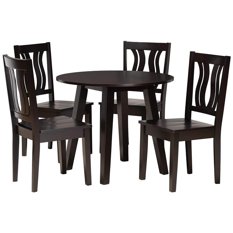 Image 1 Anesa Dark Brown Wood 5-Piece Dining Table and Chair Set