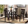Anesa Dark Brown Wood 5-Piece Dining Table and Chair Set