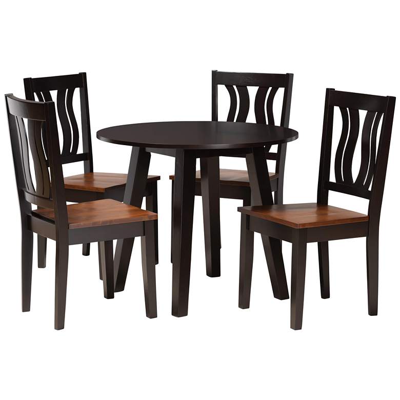 Image 1 Anesa Two-Tone Brown Wood 5-Piece Dining Table and Chair Set