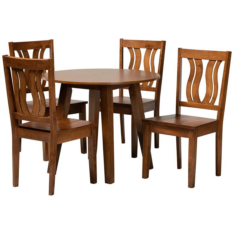 Image 1 Anesa Walnut Brown Wood 5-Piece Dining Table and Chair Set
