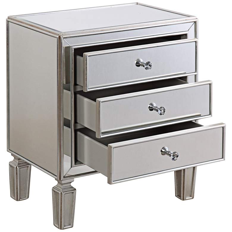 Image 5 Aneta 22 inch Wide Mirrored and Silver Leaf Accent Table more views